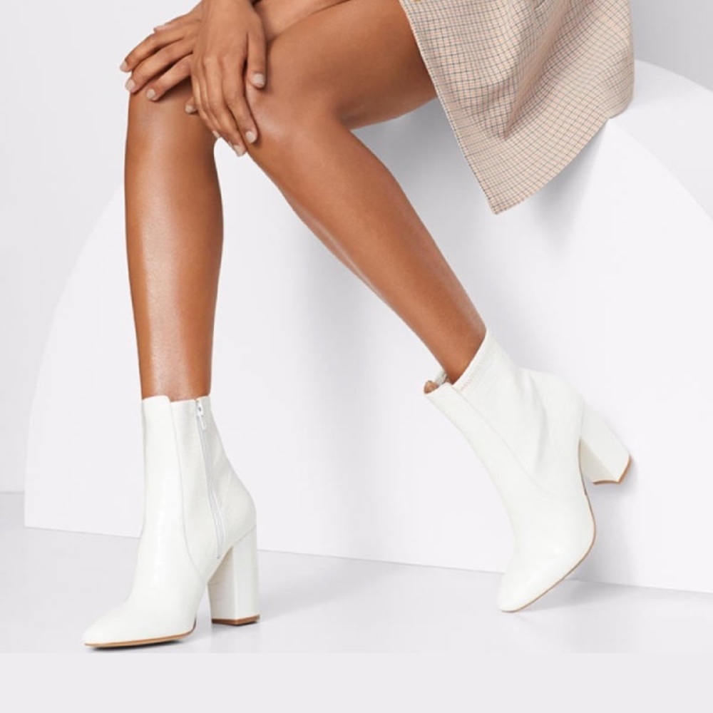Aldo Aurella White Crocodile Ankle Boots